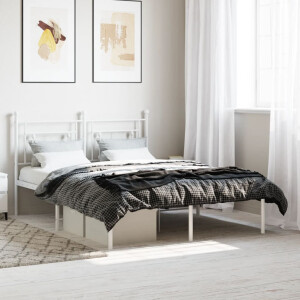 vidaXL Bedframe met hoofdbord metaal wit 140x190 cm
