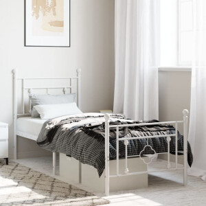vidaXL Bedframe met hoofd- en voeteneinde metaal wit 80x200 cm