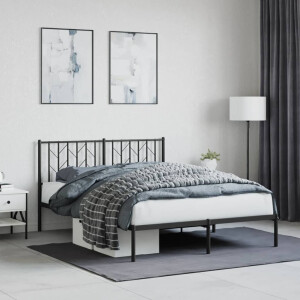 vidaXL Bedframe met hoofdbord metaal zwart 140x190 cm