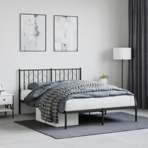 vidaXL Bedframe met hoofdbord metaal zwart 140x200 cm