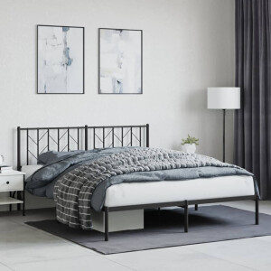 vidaXL Bedframe met hoofdbord metaal zwart 160x200 cm