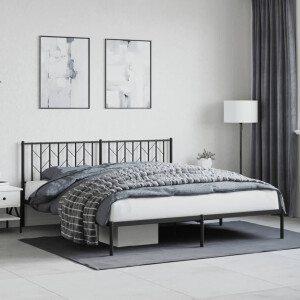 vidaXL Bedframe met hoofdbord metaal zwart 180x200 cm