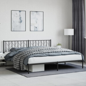 vidaXL Bedframe met hoofdbord metaal zwart 200x200 cm