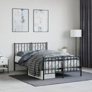 vidaXL Bedframe met hoofd- en voeteneinde metaal zwart 120x190 cm
