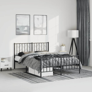 vidaXL Bedframe met hoofd- en voeteneinde metaal zwart 193x203 cm
