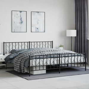 vidaXL Bedframe met hoofd- en voeteneinde metaal zwart 200x200 cm