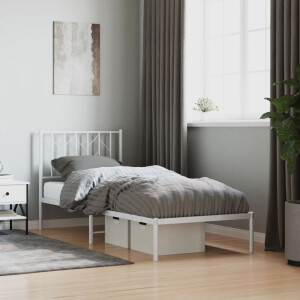 vidaXL Bedframe met hoofdbord metaal wit 80x200 cm