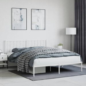 vidaXL Bedframe met hoofdbord metaal wit 160x200 cm