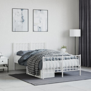 vidaXL Bedframe met hoofd- en voeteneinde metaal wit 120x190 cm