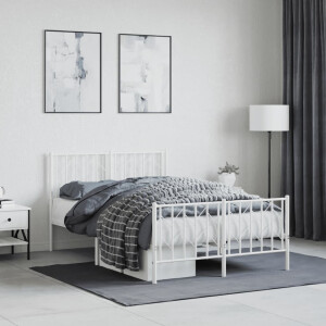 vidaXL Bedframe met hoofd- en voeteneinde metaal wit 120x200 cm