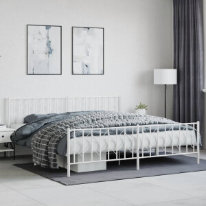 vidaXL Bedframe met hoofd- en voeteneinde metaal wit 200x200 cm