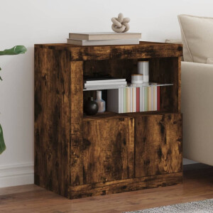 vidaXL Dressoir met LED-verlichting 60,5x37x67 cm gerookt eikenkleur