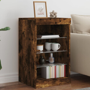 vidaXL Dressoir met LED-verlichting 41x37x67 cm gerookt eikenkleurig