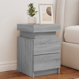 vidaXL Nachtkastjes met LED 2 st 35x39x55 cm grijs sonoma eikenkleurig