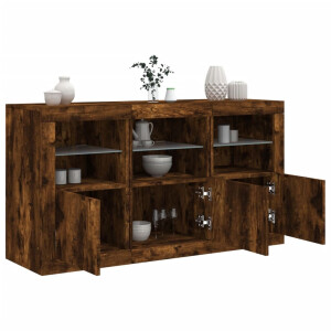 vidaXL Dressoir met LED-verlichting 123x37x67 cm gerookt eikenkleurig
