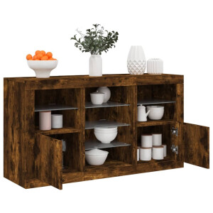 vidaXL Dressoir met LED-verlichting 123x37x67 cm gerookt eikenkleurig