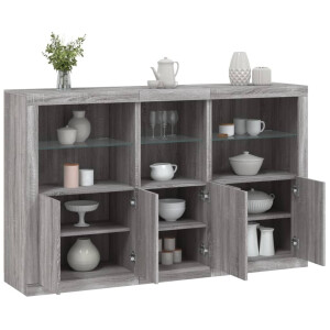 vidaXL Dressoir met LED-verlichting 162x37x100 cm grijs sonoma eiken