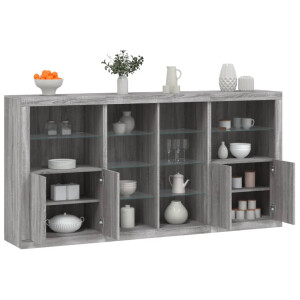 vidaXL Dressoir met LED-verlichting 202x37x100 cm grijs sonoma eiken