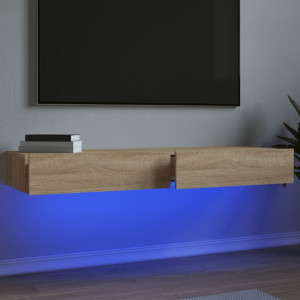 vidaXL Tv-meubelen 2 st met LED-verlichting 60x35x15,5 cm sonoma eiken