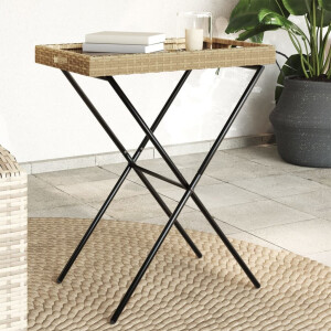 vidaXL Dienbladtafel inklapbaar 65x40x75 cm poly rattan beige