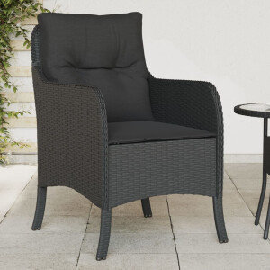vidaXL Tuinstoelen 2 st met kussens poly rattan zwart
