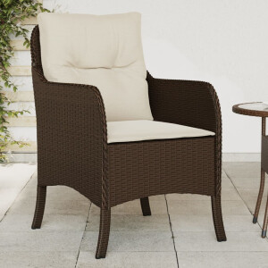 vidaXL Tuinstoelen 2 st met kussens poly rattan bruin