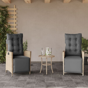 vidaXL Tuinstoelen 2 st verstelbaar voetensteun poly rattan beige mix