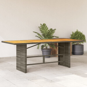 vidaXL Tuintafel met acaciahouten blad 190x80x74 cm poly rattan grijs