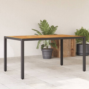vidaXL Tuintafel met acaciahouten blad 150x90x75 cm poly rattan zwart