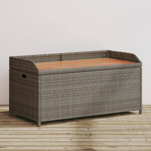vidaXL Opbergbank 100x50x52 cm poly rattan en acaciahout grijs