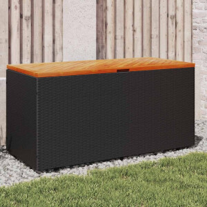 vidaXL Tuinbox 110x50x54 cm poly rattan en acaciahout zwart