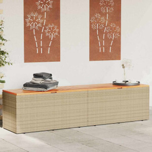 vidaXL Tuinbox 220x50x54 cm poly rattan en acaciahout beige