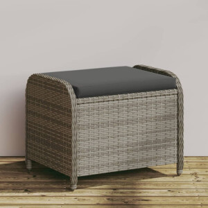 vidaXL Tuinkruk met kussen 58x46x46 cm poly rattan grijs