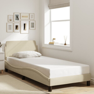 vidaXL Bedframe met hoofdeinde "Dover" 80x200 cm stof crème
