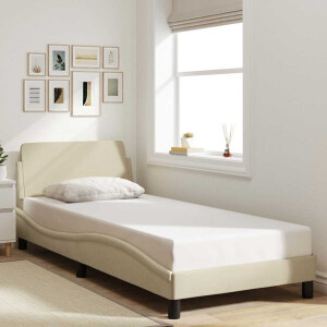 vidaXL Bedframe met hoofdeinde "Dover" 90x190 cm stof crème