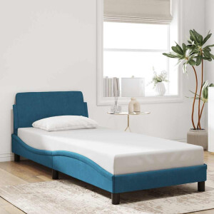 vidaXL Bedframe met hoofdeinde "Dover" fluweel blauw 90x200 cm