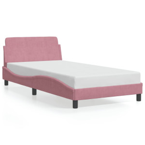 vidaXL Bedframe met hoofdeinde fluweel roze 100x200 cm