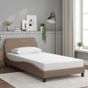 vidaXL Bedframe "Dover" kunstleer cappuccinokleurig 100x200 cm