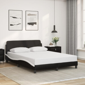 vidaXL Bedframe "Dover" kunstleer zwart en wit 140x190 cm