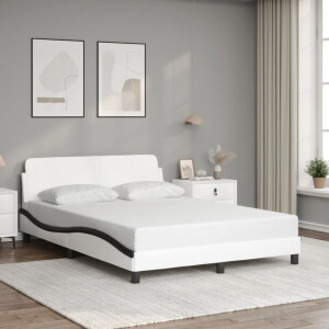 vidaXL Bedframe "Dover" kunstleer wit en zwart 140x190 cm