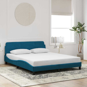vidaXL Bedframe met hoofdeinde "Dover" fluweel blauw 160x200 cm