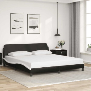 vidaXL Bedframe Dover zwart en wit 180x200 cm kunstleer