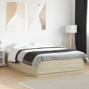 vidaXL Bedframe bewerkt hout sonoma eikenkleurig 140x200 cm