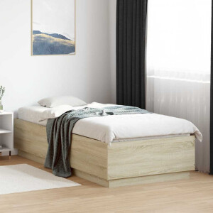 vidaXL Bedframe bewerkt hout sonoma eikenkleurig 100x200 cm