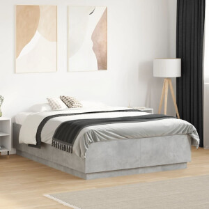 vidaXL Bedframe bewerkt hout betongrijs 135x190 cm