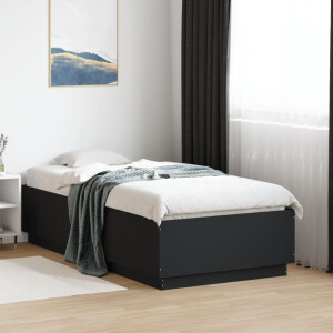 vidaXL Bedframe bewerkt hout zwart 90x190 cm