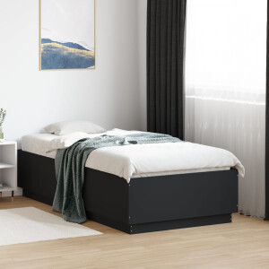 vidaXL Bedframe bewerkt hout zwart 75x190 cm
