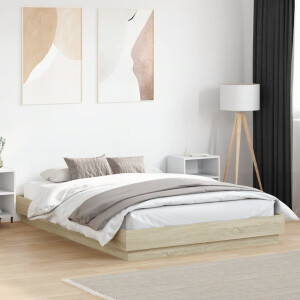vidaXL Bedframe bewerkt hout sonoma eikenkleurig 150x200 cm