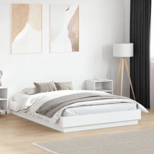 vidaXL Bedframe bewerkt hout wit 135x190 cm