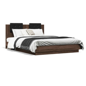 vidaXL Bedframe met hoofdeinde bewerkt hout bruineikenkleur 120x200 cm